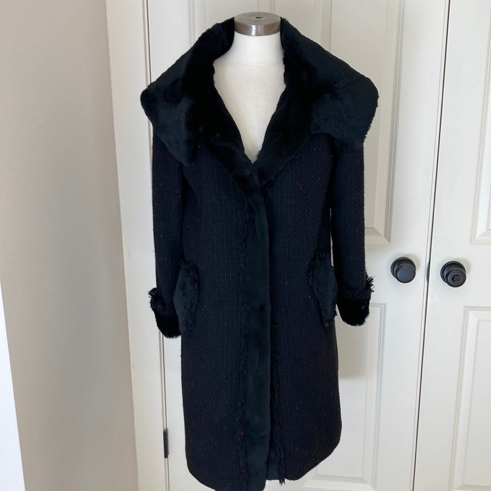 Beautiful black herringbone fur coat by Chanel